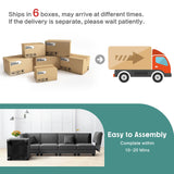 Shintenchi 6 Pieces Sectional Couch Modular Sofa,U Shaped Reversible Chaise Velvet SofaCouch with Cushions,Modular Sectional Sofa with Ottoman for Living Room (Dark Grey) Shintenchi