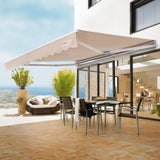 VEVOR Manual Retractable Awning, 12 x 10 ft Outdoor Patio Awning Retractable Sun Shade, Patio Door Window Water-Resistant Polyester Awning Sunshade Shelter with Crank Handle for Balcony, Backyard VEVOR