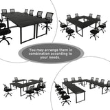 Bonzy Home 12FT Conference Table, Modern Large Meeting Table Office Desks for 16 Person, Long Rectangle Table with Sturdy Metal Frame, 4PCS, 142" D x 64" W x 30" H, Black Bonzy Home