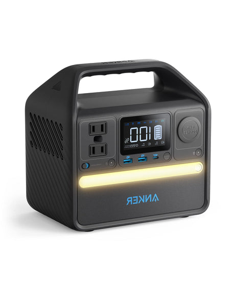 Anker 522 Portable Power Station, 299Wh Solar Generator (Solar Panel Optional), LiFePO4 Battery Pack, 300W (Peak 600W) PowerHouse, 6 Ports, 2 AC Outlets, 60W/20W USB-C PD Ports, LED for Camping and RV (Renewed) Anker