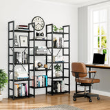 NUMENN Triple Column 5 Tier Bookshelf, Bookcase with 14 Open Display Shelves, Adjustable Rustic Industrial Style Book Shelves, Modern Bookshelves for Bedroom, Living Room and Home Office, Black NUMENN