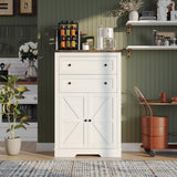oneinmil Farmhouse Dresser for Bedroom, Rustic Tall Chest with 2 Drawers, Storage Organizer Dresser for Bedroom, Hallway, Living Room, Kids Room, White oneinmil
