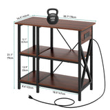 YITAHOME 10-29-37 Gallon Fish Tank Stand with Power Outlet, 30x16 Inch Metal Aquarium Stand with 3-Tier Adjustable Storage Shelves and Hooks, 450LBS Capacity, Rustic Brown YITAHOME