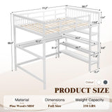 KINFFICT Loft Bed Full Size with Desk and Shelves, Heavy Duty Full Loft Bed Frame with Bookcase Storage, Solid Wood Lofted Bed Frame, Space-Saving, Noise Free, No Box Spring Needed KINFFICT