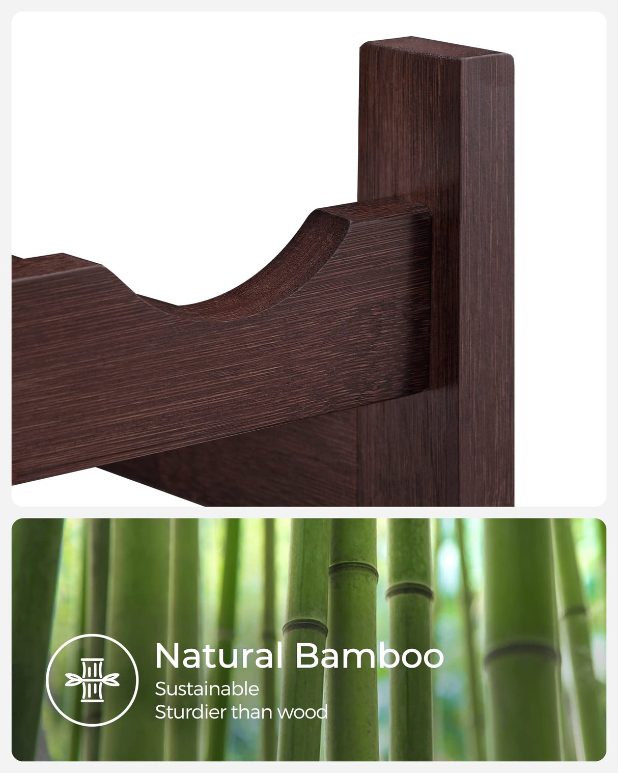 SONGMICS 30-Bottle Wine Rack, 5-Tier Freestanding Floor Bamboo Wine Holder, Display Stand Shelves, Wave Bars, Espresso UKWR25BR SONGMICS