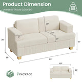 2 Pieces Corduroy Couch Set for Living Room, 5 Seats Cloud Sofa, Deep Seat Floor Couch for Bedroom, Futon Modern Sofa Bed, White Corduroy YOUDENOVA