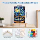 MOGTAA Eiffel Tower Paint by Numbers Kit for Adults Beginners with Frame, Abstract Landscape Adult Paint by Number Kits on Canvas with Easel, Easy DIY Oil Painting Kits for Home Decor, 8x12in MOGTAA