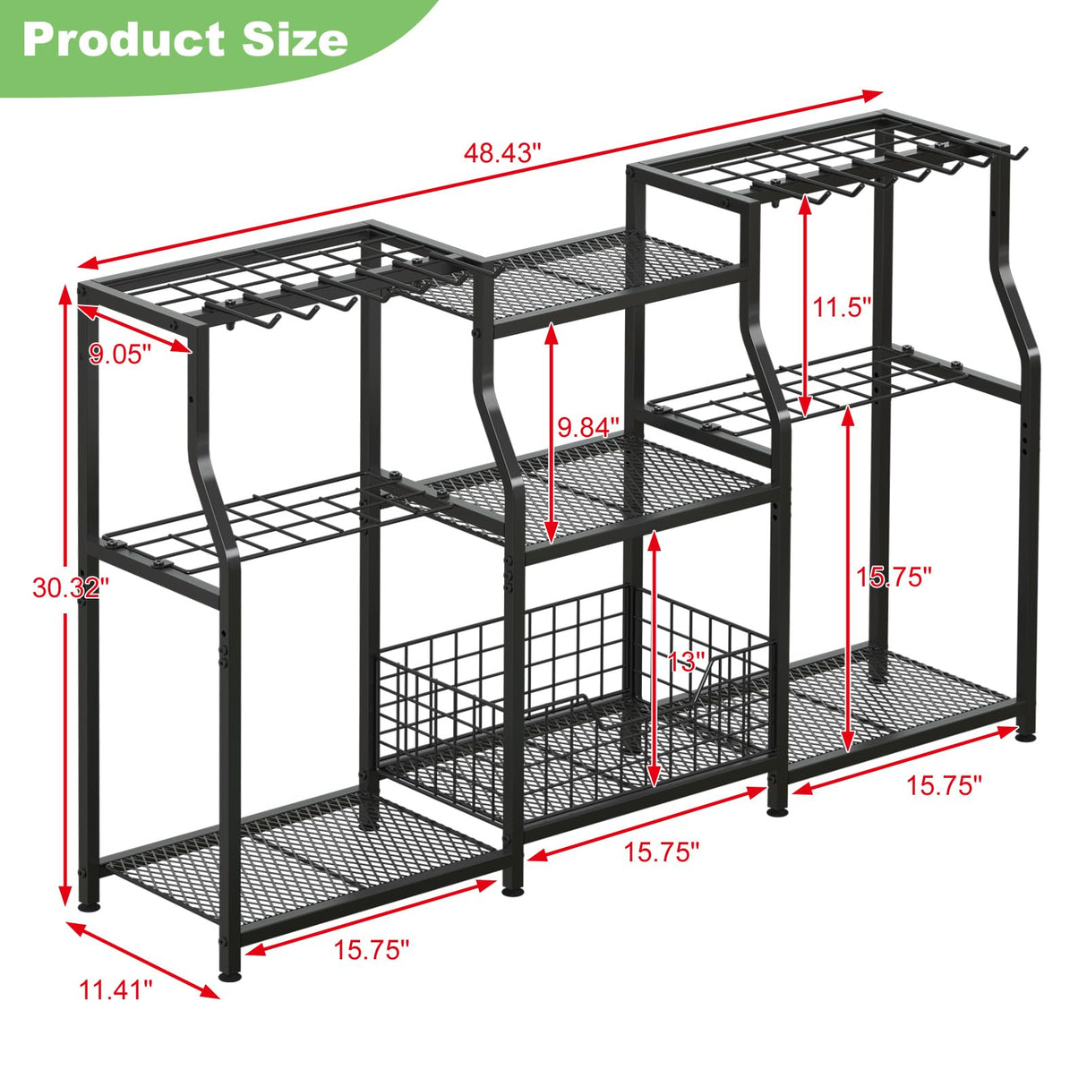 keomaisyto Garden Tool Organizer, Heavy Duty Yard Tool Tower Rack for Garage Organization and Storage, 3 Tier Utility Garden Tool Rack with hooks for Garden/Shed/Garage/Yard/Basement/Lawn keomaisyto