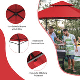 Tangkula 8x5 Ft Grill Gazebo, Double Tiered Outdoor BBQ Gazebo with 2 Side Shelves, 5 Hooks, Bottle Opener, Barbecue Grill Gazebo Shelter for Patio, Garden, Beach, Backyard (Wine) Tangkula