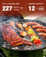 18 inch Charcoal Grill, Outdoor Barbecue Kettle Grill, 227 Square Inches Cooking Space, Highly Cost-Effective Portable Grill, Perfect for Outdoor BBQ Party, Camping and Small Patios, Black GRiliFE