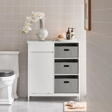 SoBuy Bathroom Laundry Cabinet Freestanding Tilt-Out Hamper Storage Unit Narrow Bath Organizer with Removable Baskets, White BZR77-W SoBuy