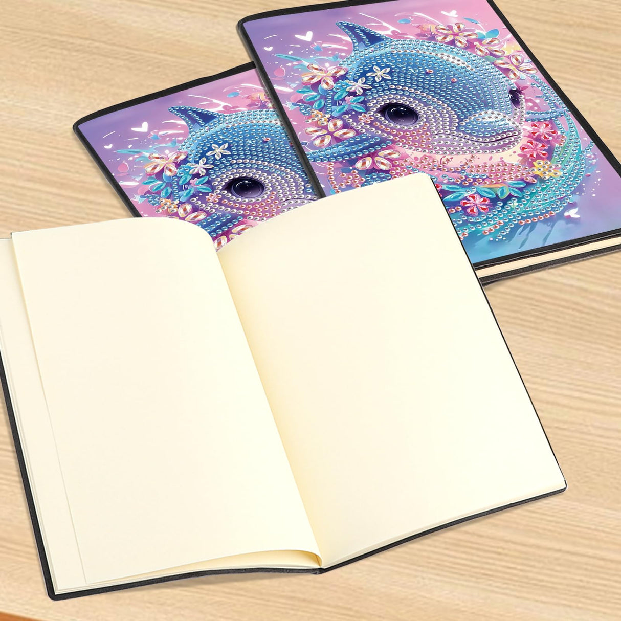 DCIDBEI Diamond Painting Notebooks A5 Blank Diamond Art Notebooks Diary Journal Book Diamond Painting Sketchbook A5 Diamond Painting Notebook Writing Pad Adults Dolphin Notebook DCIDBEI