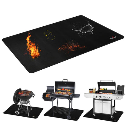 48 x 30 Inches Under Grill Mat for Outdoor Grill, Double-Sided Fireproof grill Mat, Indoor Fireplace Mat Fire Pit Mat, Waterproof Oil-Proof BBQ Floor Pads, Deck and Patio Protectors Mat