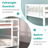 Giantex Full Over Full Bunk Bed with Trundle, Solid Wood Trundle Bed Frame w/Guardrails and Ladder, Convertible to 2 Beds, Full Size Bunk Beds for Adults Kids Teens, No Box Spring Needed, White Giantex