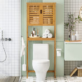VIAGDO Natural Bamboo Over The Toilet Storage Cabinet with Adjustable Shelves and Doors VIAGDO