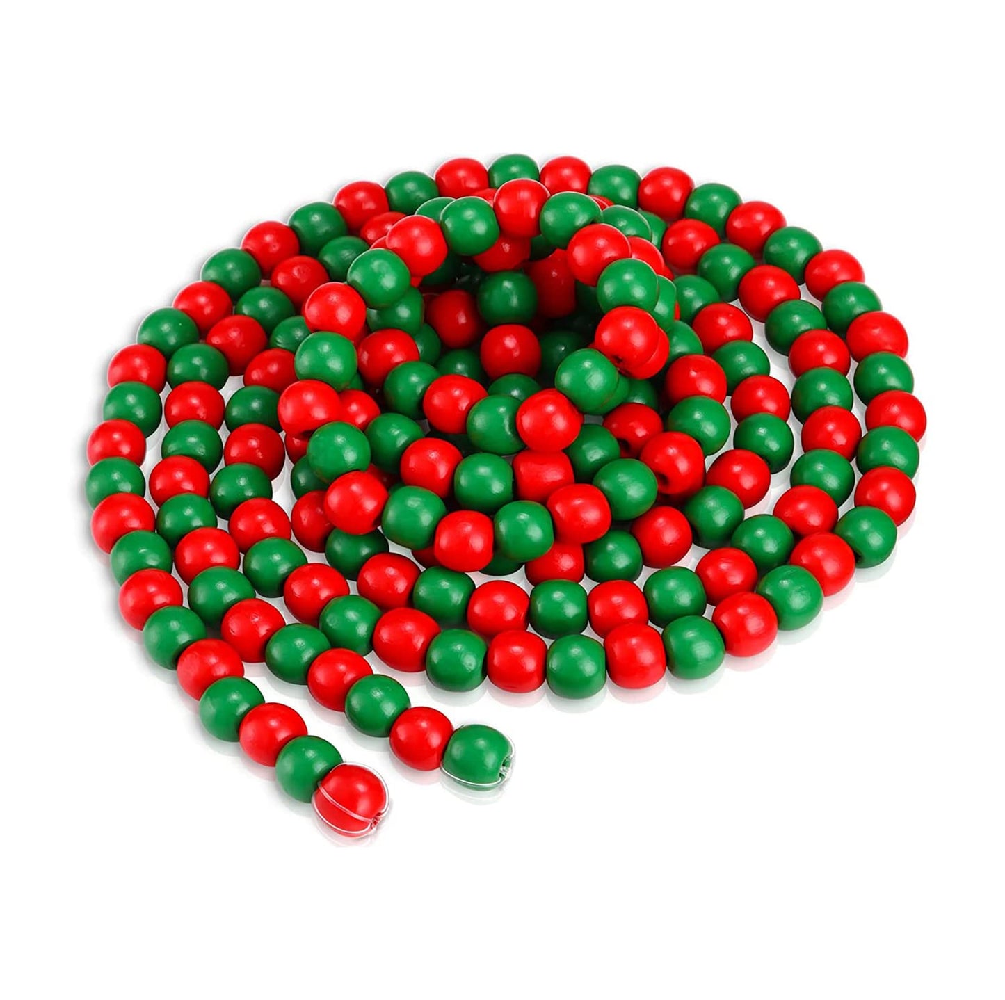 KitWinner Christmas Wood Beads Garland Retro Rustic Strand Country Farmhouse Xmas Tree Decor (14.5 Ft, Red & Green)