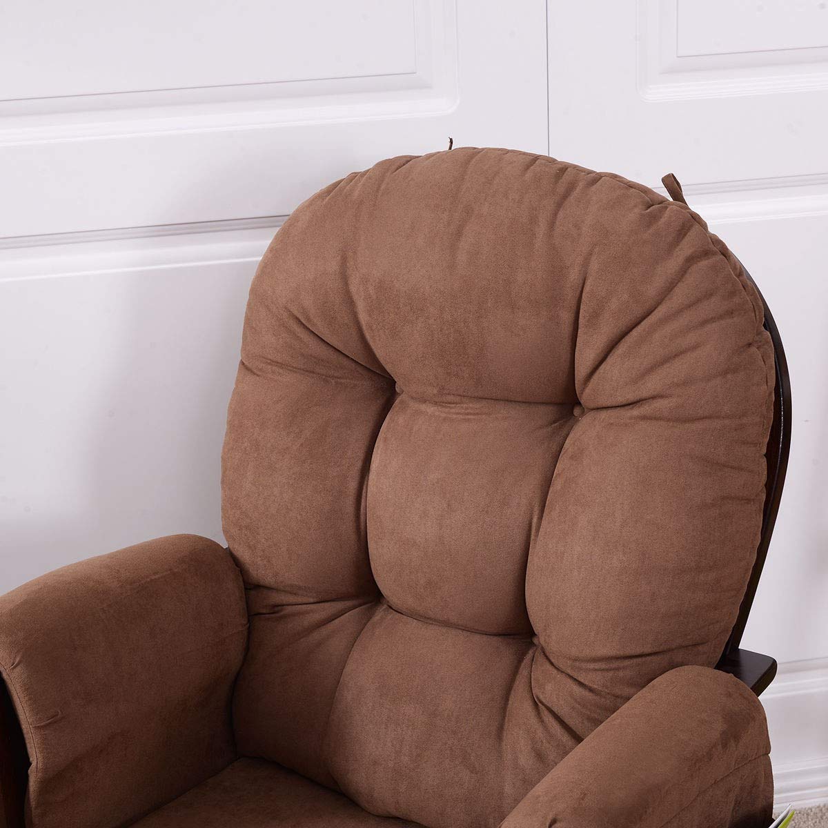 LHONE Rocking Chair with Ottoman, Brown, Traditional Style, Wooden, Adjustable Backrest, Recliner, Nursery & Living Room LHONE