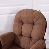 LHONE Rocking Chair with Ottoman, Brown, Traditional Style, Wooden, Adjustable Backrest, Recliner, Nursery & Living Room LHONE