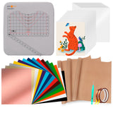 HTVRONT Heat Press Accessories, 55 Pack Heat Press Supplies for 15X15 Heat Press Machine, T Shirt Heat Press Starter Kit for Cricut Easy Press, Include Vinyl&Sublimation Bundle, Tools&Heat Press Mat HTVRONT