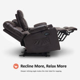 MCombo Zero Gravity Power Loveseat Recliner with Console, Heat and Vibration Massage, Reclining Loveseat Sofa with USB Ports, Cup Holders for Living Room, Faux Leather PR622Sets (Dark Brown) MCombo