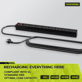 KAFAHOM Power Tool Organizer Cart with Charging Station,Garage Floor Rolling Storage on Wheels for Mechanic,Mobile 8 Drill Holder, Utility Cart with Battery Charging 8 Outlet Power Strip KAFAHOM