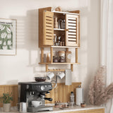 AmazerBath Bathroom Wall Cabinets, Bamboo Medicine Cabinets with Towel Bar, Wall Mounted Storage Cabinet with Adjustable Shelves, 2 Doors Over The Toilet Storage for Small Spaces,8.3x16.5x26.6 Inches AmazerBath