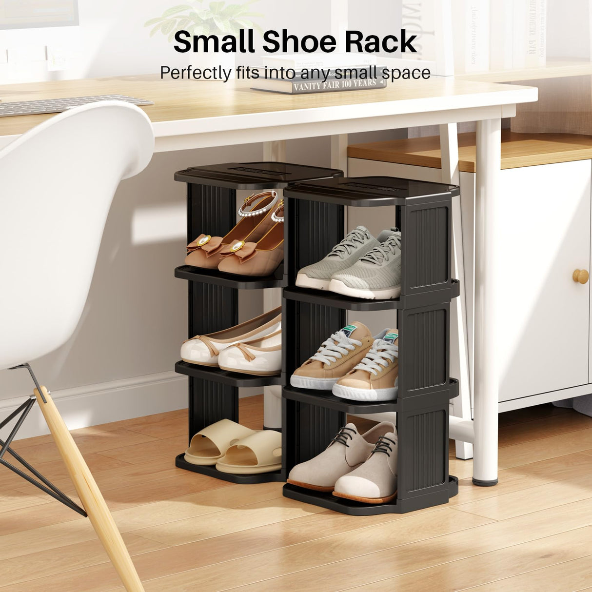 Kitstorack Vertical Shoe Rack: 8 Tiers Stackable Shoe Rack for Closet DIY Free Standing Shoe Organizer Small Shoe Shelf for Small Spaces and Narrow Spaces Plastic Kitstorack