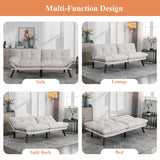 Anwick Futon Sofa Bed Velvet Convertible Futon Sleeper Couch, 71" Sleeper Sofa Bed with Adjustable Backrest, Modern Loveseat Couch for Compact Living Room, Apartment, Office (White) Anwick