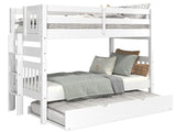 Bedz King Bunk Beds Twin over Twin Mission Style with End Ladder and a Twin Trundle, White Bedz King