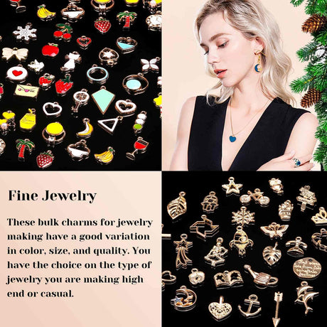 Acejoz 200Pcs Charms for Jewelry Making, Assorted Jewelry Bangle Charms, Wholesale Mixed Bulk Metal Earring Charms for DIY Necklace Bracelet Jewelry Making and Crafting (Assorted Color) Acejoz