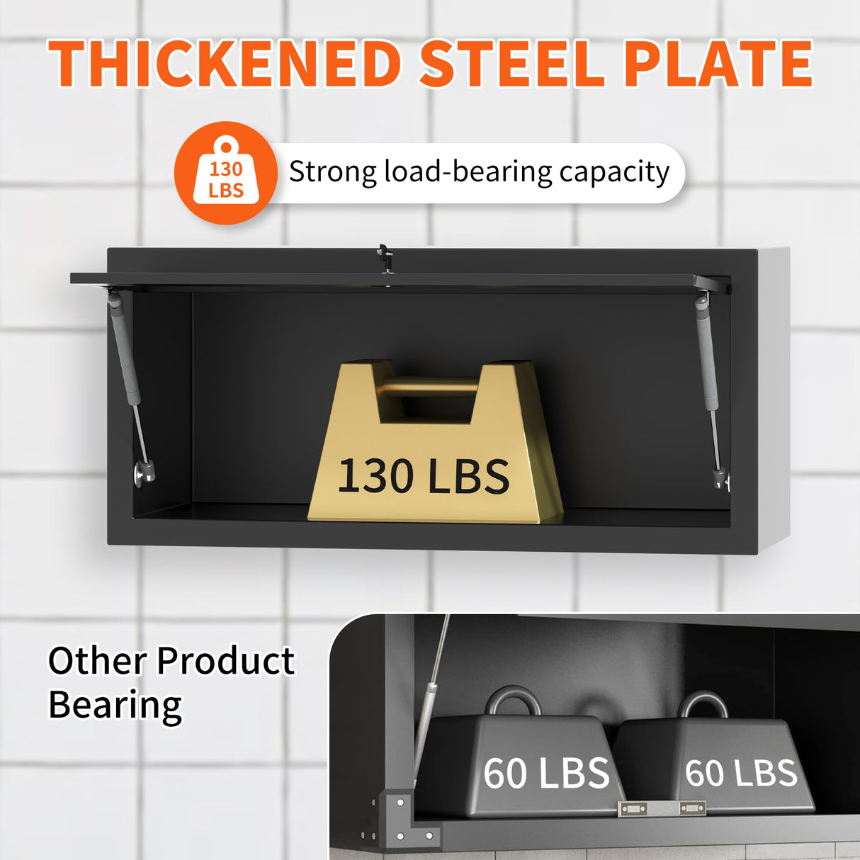 DARTIIA Metal Wall Cabinet with Up-flip Door，Garage Storage Cabinet,Wall-Mounted Storage Cabinet for Kitchen,Garage,Warehouse，Office,Black,Assembly Required DARTIIA