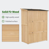 MCombo Outdoor Wooden Storage Cabinet, Garden Tool Shed with Latch, Outside Tools Wood Cabinet with Double Doors for Patio 1900 (Natural, Large) MCombo