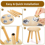 Goaste 10 Inch Wooden Step Stool, Solid Round Sitting Stools for Adults, Multi-Purpose Short Chair Perfect Matched Sensory Table, 4-Legged Small Foot Rest Stool for Playroom, Kitchen, Bedroom Goaste
