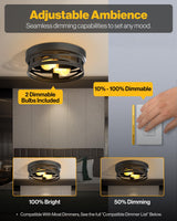 Sunco Flush Mount Ceiling Light, Farmhouse Light Fixtures, Hallway Ceiling Light Arcadia Industrial, 11" Diameter, 800 LM, Dimmable A19 Edison LED Bulbs Included, E26 Base, 8.5W=60W UL/ETL/T20 2 Pack Sunco Lighting