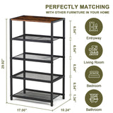 BWOORACKU Shoe Rack, 5-Tier Narrow Shoe Shelf with Dense Metal Mesh, Durable Industrial Freestanding Shoe Rack for Front Door Entrance, Hallway, Entryway, Living Room (29.92" H Rustic) BWOORACKU