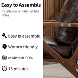 INZOY Mid-Century Modern Accent Chair with Wood Frame, PU Leather Living Room Chair and Soft Thick Padded Armchair for Living Room Bedroom Reception with Removable Upholstered Cushions, Brown INZOY