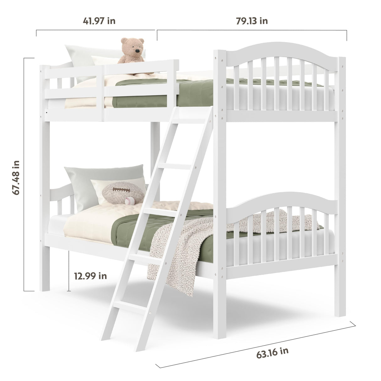 Storkcraft Long Horn Twin-Over-Twin Bunk Bed (White) - GREENGUARD Gold Certified, Converts to 2 individual twin beds Storkcraft