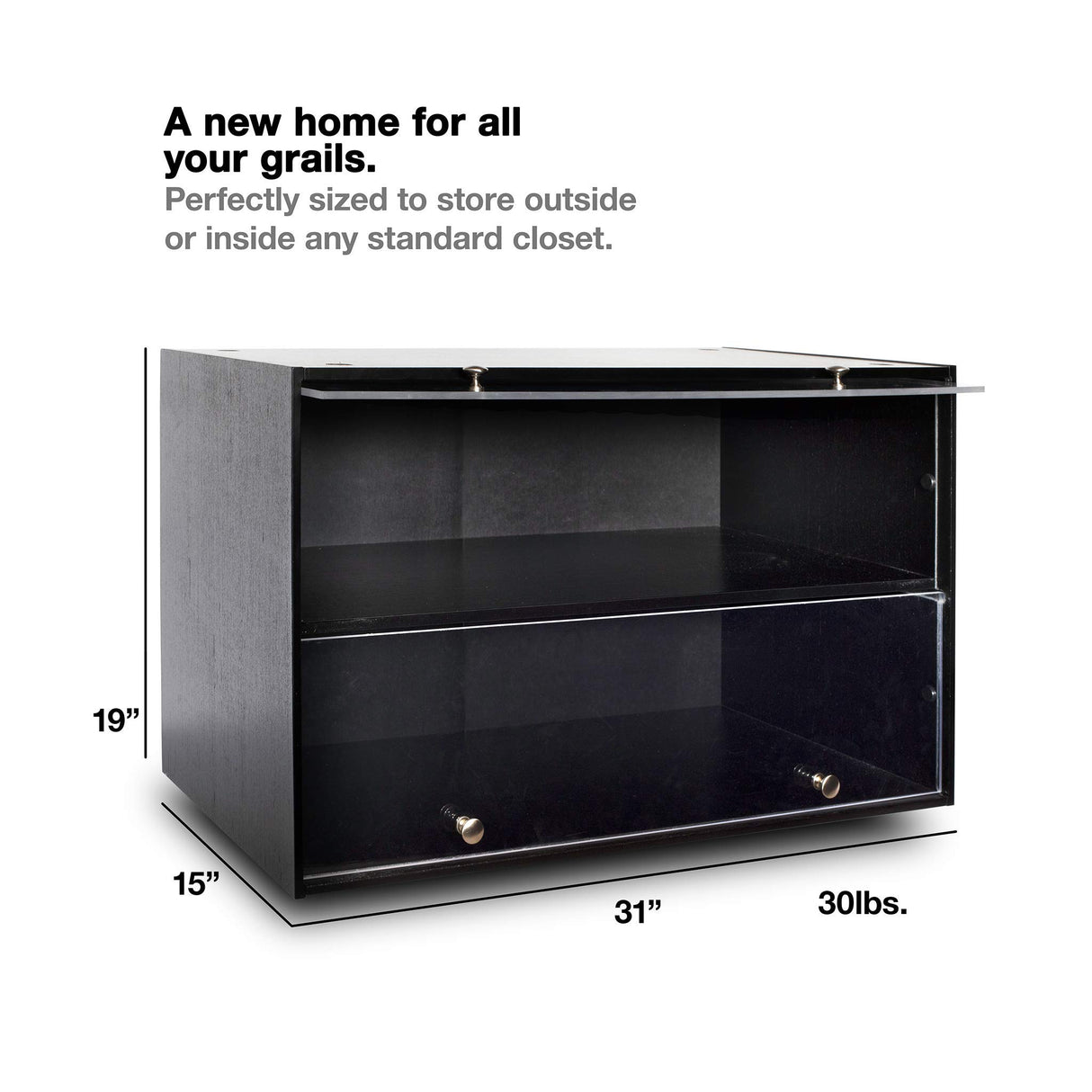 Sneaker Throne Shoe Rack with Lights for Up To 6 Pairs - Black Wooden Shoe Shelf with Sliding Doors for Bedrooms, Outdoors, Garages Sneaker Throne