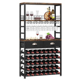 Homeiju Wine Cabinet with Storage, Bar Cabinet with Wine Rack, 6-Tier with Tabletop, Storage Drawer and Wine Storage for Home Bars Homeiju