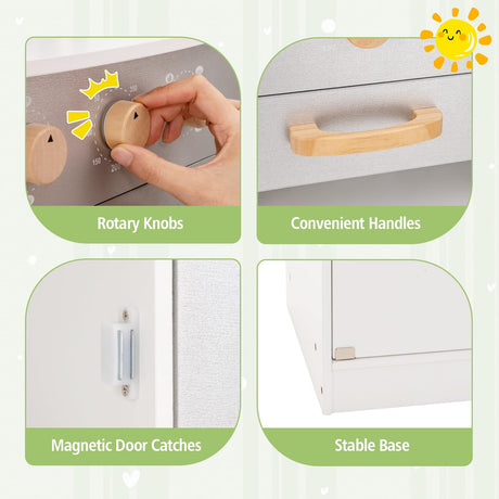 HONEY JOY Corner Kids Kitchen Playset, Ultimate Wooden Play Kitchen for Toddlers, Washing Machine, Ice Maker, Sink, Microwave, Little Chef Pretend Play Toy Kitchen Set, Gift for Boys Girls, White HONEY JOY