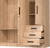 Violet Wardrobe Closet 3 Doors and 3 Drawers (Natural Oak) Woodpeckers Furniture And Mattress