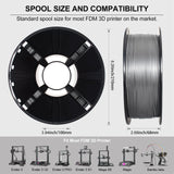 JAREES PETG Filament 1.75mm Bundle for 3D Printer, Total 2KG Metal-Like Consumable 1kg (2.2lbs) 1X2 Spool, High Speed Metallic Finish PETG, Dimensional Accuracy +/- 0.03 mm, Silver and Bronze Gold JAREES