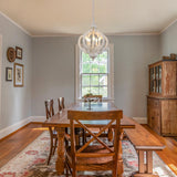 Antique White Farmhouse Chandelier Rustic Wood Pendant Light, 5 Lights 17 Inch French Country Chandelier Cottage Orb Chandeliers Hanging for Dining Room Kitchen Island Bedroom Foyer Cunfash