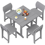 BIVODA 5-Piece HDPE Outdoor Patio Dining Set (Includes 1 Square Table and 4 Chairs) (All-Weather, Easy to Assemble, Umbrella Hole, 10+ Years of Lifespan) - Grey BIVODA