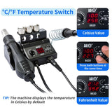BACOENG 2 in 1 882D Soldering Iron Hot Air Rework Station with LED Display and ℉/℃ Conversion BACOENG