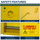 Jamco 90 Gallon Flammable Safety Cabinet, Steel Flammable Storage Cabinet with Lockable Self-Closing Doors, Non Forkliftable, 43" x 34" x 65", Yellow Jamco