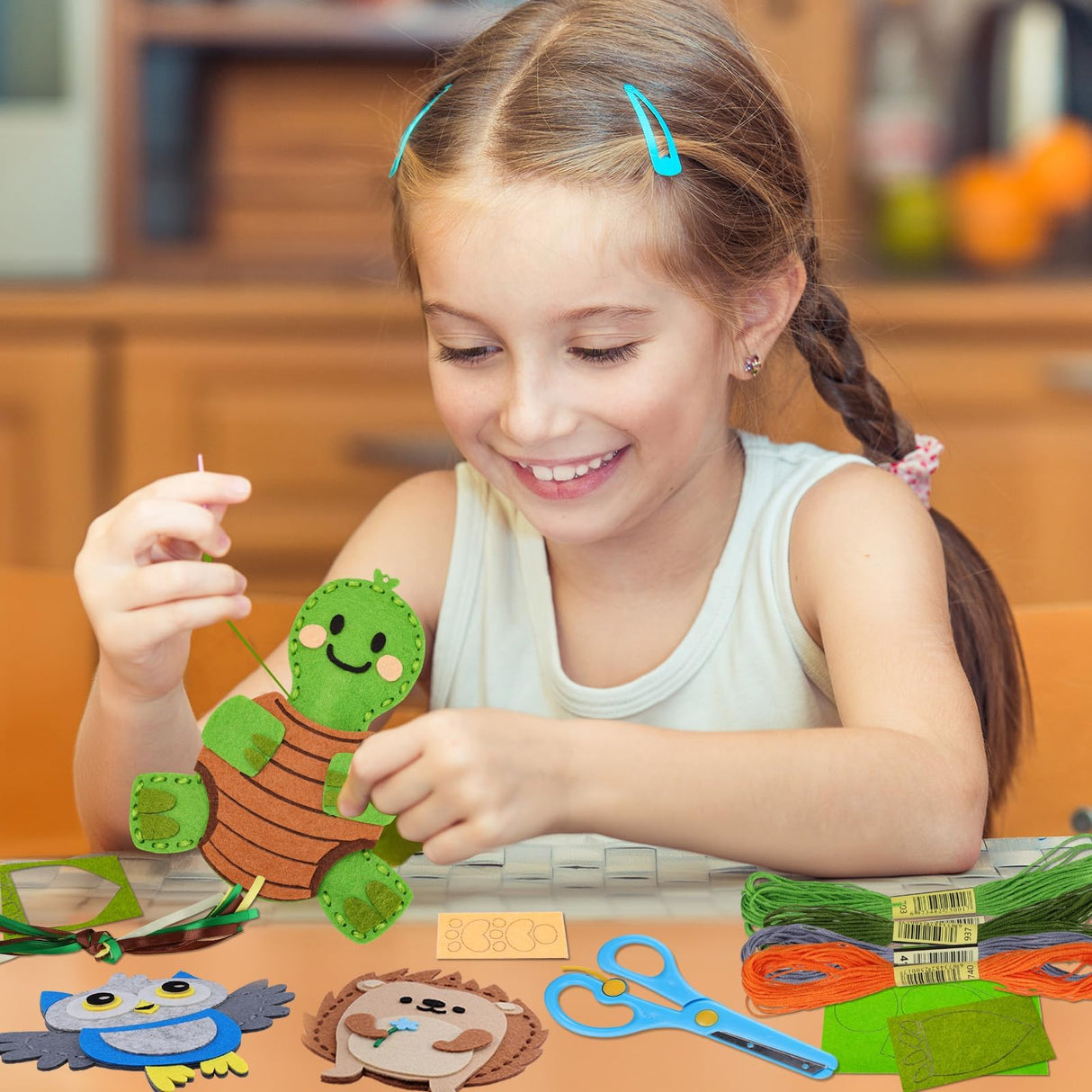 Garma Animal Sewing Kit for Kids - 14 in 1 Kids Sewing Crafts Kit for Beginners - Mini Sewing Kits for Kid 5-8 8-12 - Easy Sew Your Own Felt Animals DIY Craft Set for Boys & Girls Birthday Garma