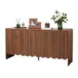 ORRD Sideboard Buffet Cabinet, Accent Storage Cabinet with 4 Doors, Farmhouse Wood Cabinet with Adjustable Shelves and Wave Panel for Living Room, Dining Room, Entry - Walnut ORRD