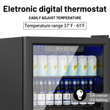 DOGHLY 1.7 Cu.ft Beverage Refrigerator Cooler, 72 Can Mini Fridge with Glass Door, and Temperature controllable switch for Soda, Beer or Wine For Office or Bar with Adjustable Removable Shelves DOGHLY
