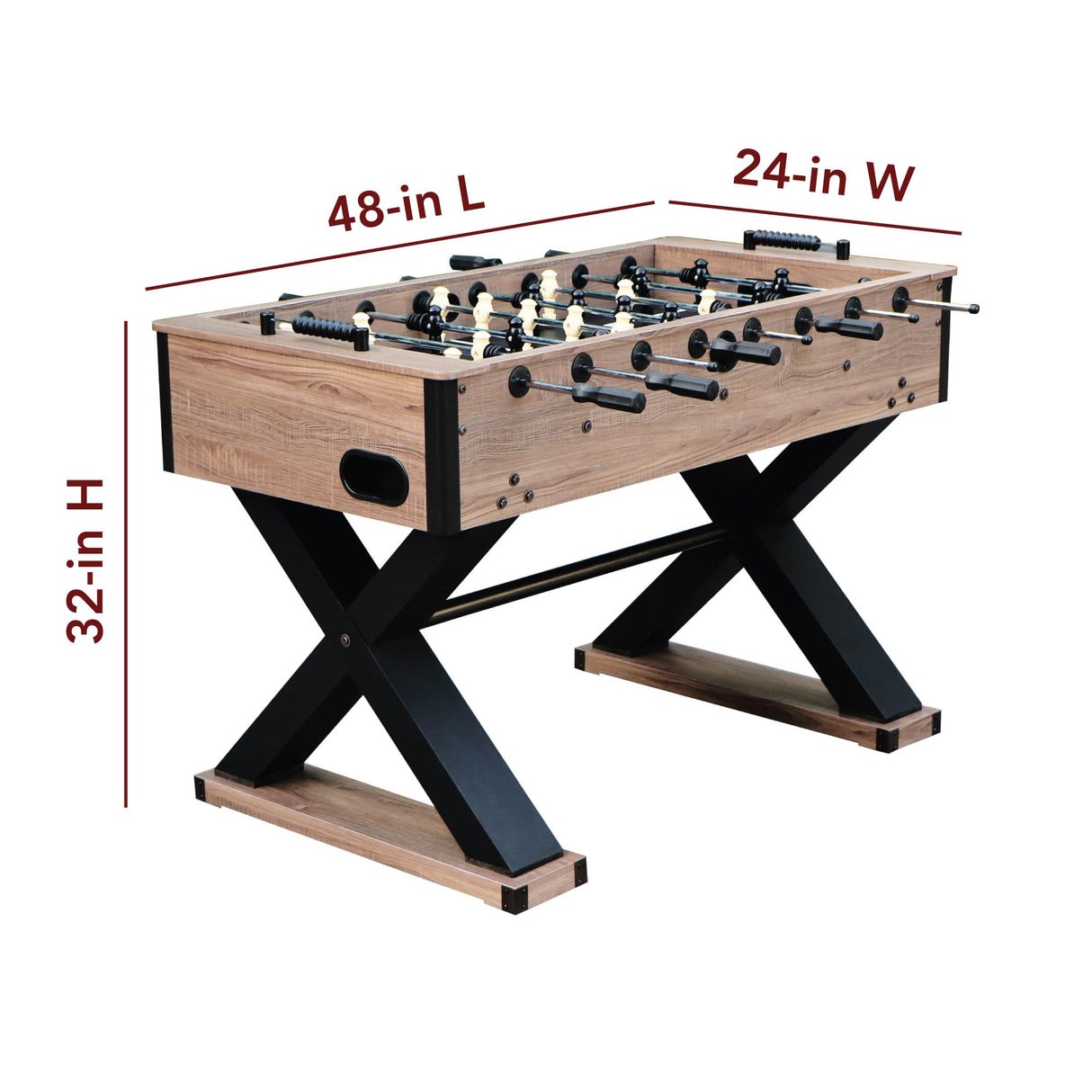 Hathaway Fullerton 48-in Foosball Table, Arcade Table Soccer for Game Rooms, Includes (2) 36-mm ABS Foosballs, Driftwood (BG50330) Hathaway